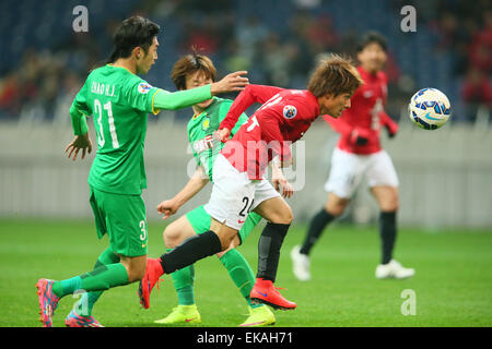 Saitama, Giappone. 8 apr, 2015. Takahiro Sekine (rossi) Calcio/Calcetto : 2015 AFC Champions League gruppo G match tra Urawa Reds 1-1 Guoan Pechino a Saitama Stadium 2002 a Saitama, Giappone . © YUTAKA AFLO/sport/Alamy Live News Foto Stock