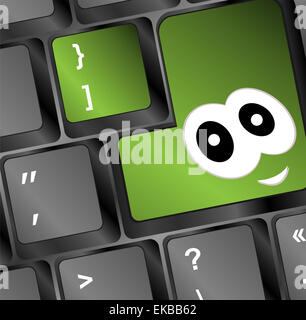 Tastiera per computer con sorriso chiave - concetto di business Foto Stock