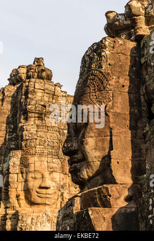 Quattro torri di fronte in Prasat, Bayon Angkor Thom, Angkor, UNESCO, Siem Reap, Cambogia, Indocina, Asia sud-orientale, Asia Foto Stock
