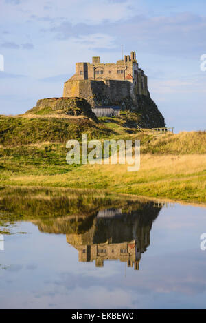 Lindisfarne Castle, Isola Santa, Northumberland, England, Regno Unito, Europa Foto Stock