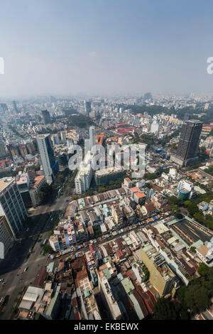 Vista aerea della città di Ho Chi Minh (Saigon), dall'Bitexco Financial Tower, Vietnam, Indocina, Asia sud-orientale, Asia Foto Stock