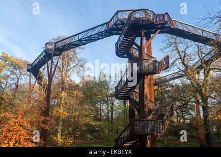 Il Treetop marciapiede in autunno a Kew Gardens, Sito Patrimonio Mondiale dell'UNESCO, Greater London, England, Regno Unito, Europa Foto Stock