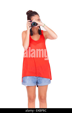 Giovani femmine photograper Foto Stock