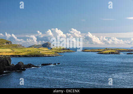 Il paesaggio costiero all' isola Valentia, nella contea di Kerry, Irlanda Foto Stock