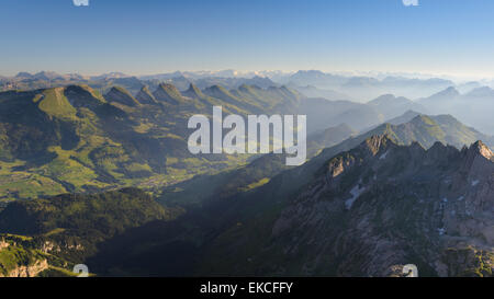 Churfirsten mountain range, San Gallo, Svizzera Foto Stock