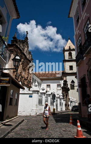 Salvador de Bahia, Brasile, Rua da Ordem Terceira Sao Francisco, il Terzo Ordine di San Francesco Street, Foto Stock