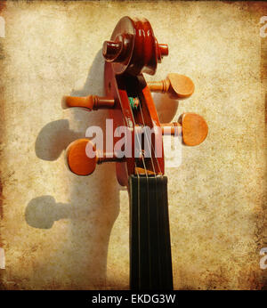 Dettagli del violino in testa su sfondo grunge Foto Stock