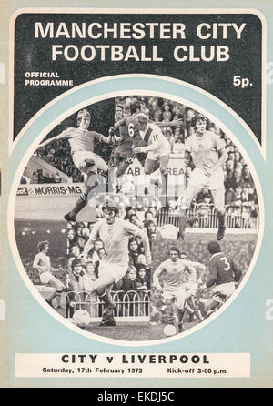 Manchester City V Liverpool Calcio programma. 17 Febbraio 1973 Foto Stock