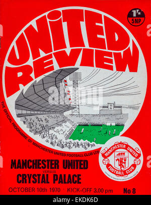 Il Manchester United v Crystal Palace programma di calcio. 10 ottobre 1970 Foto Stock