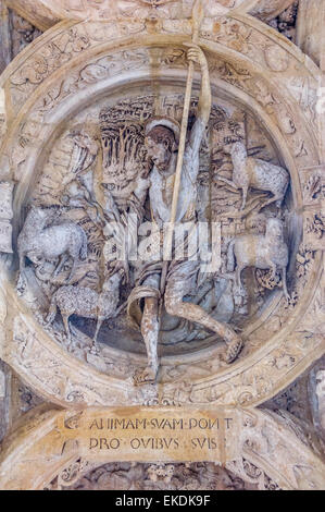 Scultura biblico sul soffitto della volta a Gros Horloge. Rouen. La Normandia. Francia Foto Stock