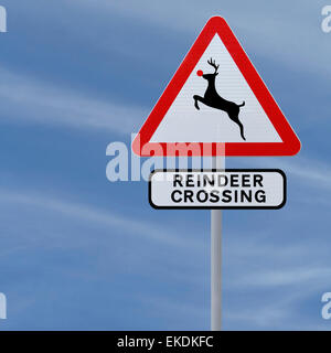 Natale renne Crossing Foto Stock