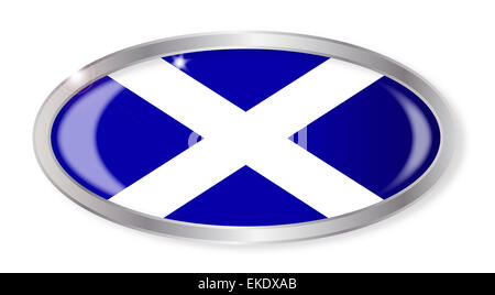 Ovale Silver pulsante con la Scottish isolato su uno sfondo bianco Foto Stock