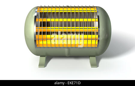 Una chiusura di un riscaldatore elettrico isolato su un bianco di sfondo per studio Foto Stock