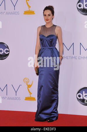 LOS ANGELES, CA - 23 settembre 2012: Cavendish Abbey star Michelle Dockery al sessantaquattresimo Primetime Emmy Awards presso il Nokia Theatre LA LIVE. Foto Stock