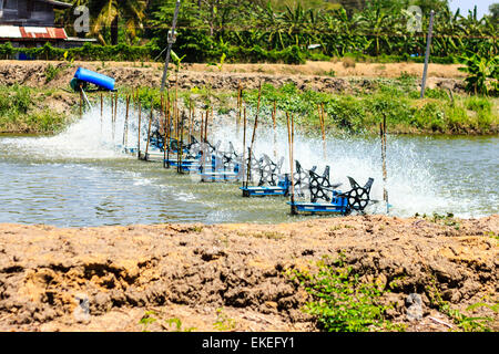 Acqua ruota di turbina riempire l'ossigeno in acqua Foto Stock