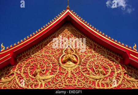 Decorazione di un tetto, Wat Si Saket, Vientiane, Laos, sud-est asiatico Foto Stock