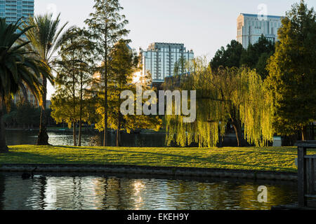 Verde spiaggia sedie blu e summer beach house, Florida Foto Stock