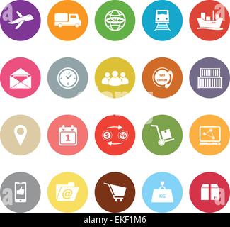 Logistica le icone di piatto su sfondo bianco, vettore di stock Illustrazione Vettoriale