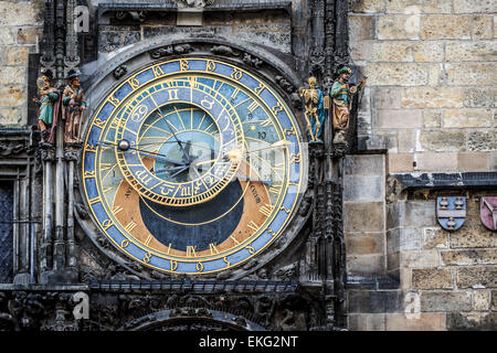 L'orologio astronomico di Praga, la Piazza della Città Vecchia di Praga, Repubblica Ceca Foto Stock