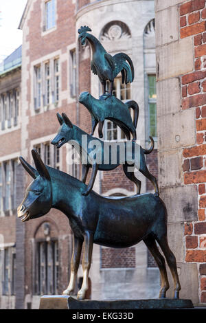 La città di Brema musicisti Statua di Brema, Germania Foto Stock