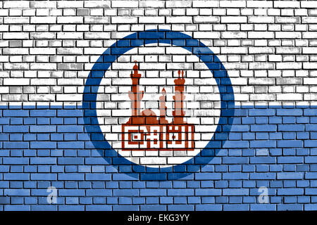 Bandiera del Cairo dipinta su un muro di mattoni Foto Stock