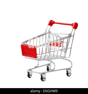 Carrello spesa isolati su sfondo bianco Foto Stock