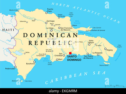 Repubblica Dominicana Mappa Politico Foto Stock
