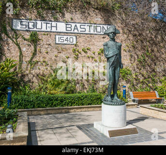 Statua di Orazio Nelson Sud Bastion Gibilterra Foto Stock