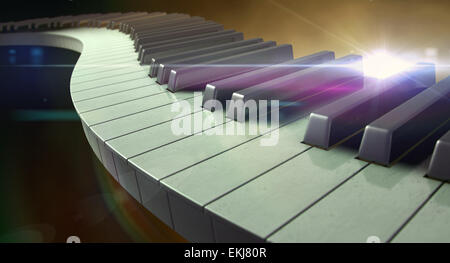 Un set completo di regolari di tasti di pianoforte di cui la creazione di un'onda su un moody colore di sfondo Foto Stock