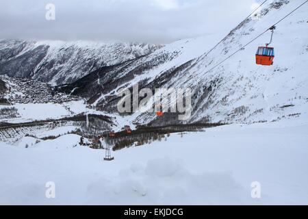 La funivia a Saas Fee, Alpi della Svizzera Foto Stock