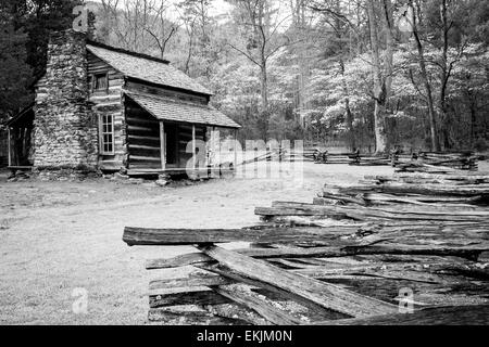John Oliver cabina situato nel Parco Nazionale di Great Smoky Mountains. Foto Stock