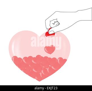 Salvadanaio e cuore rosso, il concetto di amore Illustrazione Vettoriale
