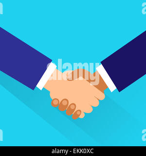 Icona di handshake vettore mani business agitare design piatto Foto Stock