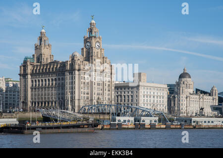 Le Tre Grazie, Liverpool Waterfront Foto Stock