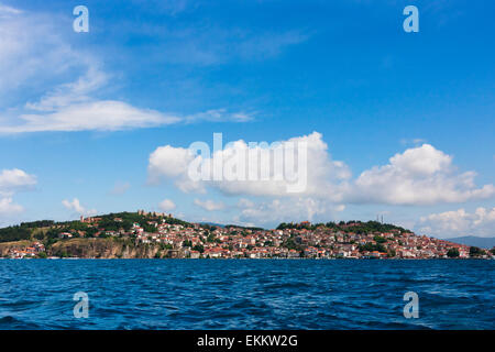 Ohrid cityscape sulle rive del lago di Ohrid, Repubblica di Macedonia Foto Stock