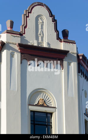 Edificio Art Deco dettaglio, Napier, Hawke Bay, Isola del nord, Nuova Zelanda Foto Stock