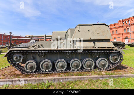 76 sovietica mm semovente su pistola-76M. È stato usato durante e dopo la Seconda Guerra Mondiale. Foto Stock