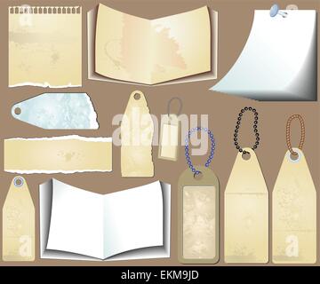 Grunge fotodiari compresse tag di etichette Illustrazione Vettoriale