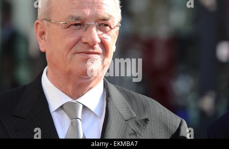 Hannover, Germania. Xii Apr, 2015. Martin Winterkorn, Chief Executive Officer di Volkswagen AG, partecipa alla cerimonia di apertura della fiera di Hannover a Hannover, Germania, 12 aprile 2015. La fiera commerciale corre dal 13 aprile fino al 17 aprile 2015. Questo anno il paese partner è l'India. Foto: Julian Stratenschulte/dpa/Alamy Live News Foto Stock