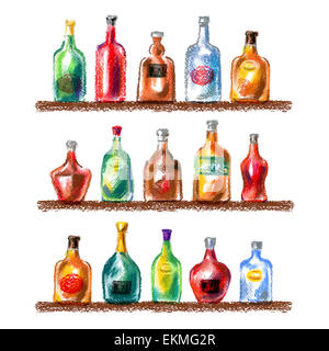 Vettore di bottiglia logo design modello. bere alcool o icona. Foto Stock