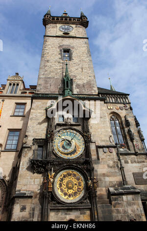 Praga Orologio Astronomico Vecchio Municipio Praga Repubblica Ceca, Europa Foto Stock