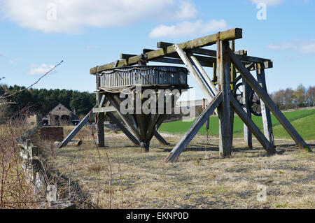 Vecchio macchinario minerario a Beamish Open Air Museum, nella contea di Durham. Foto Stock