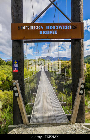 Le scoperte del sud Ponte sul Arrowtown - ciclo di Queenstown trail, South Island, in Nuova Zelanda. Foto Stock