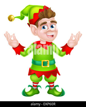 Cartoon carino Natale Elf o uno di Santa s aiutanti di Natale Foto Stock