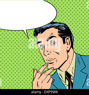L'uomo pensato di pensare la pop art fumetti in stile retrò mezzitoni Foto Stock