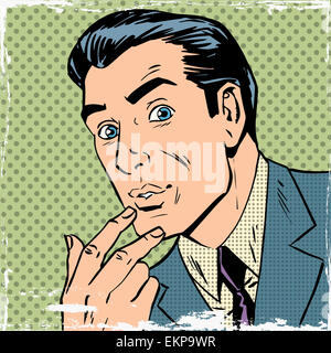 L'uomo pensato di pensare la pop art fumetti in stile retrò mezzitoni Foto Stock