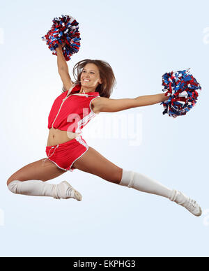 Cheerleader ragazza jumping Foto Stock