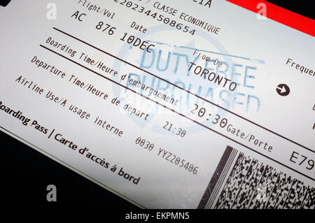 Un set di Air Canada biglietti da Toronto a Johannesburg tramite l'aeroporto di Francoforte. Foto Stock