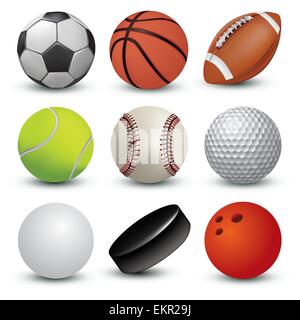 Sport palle su sfondo bianco. Illustrazione Vettoriale Illustrazione Vettoriale