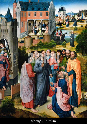 Maestro della leggenda di St Catharine / Maestro della leggenda di Santa Barbara (attivo a Bruxelles, ultimo terzo del XV secolo): Trittico con scene della vita di lavoro, c. 1466 - 1500. Belgio belga Foto Stock